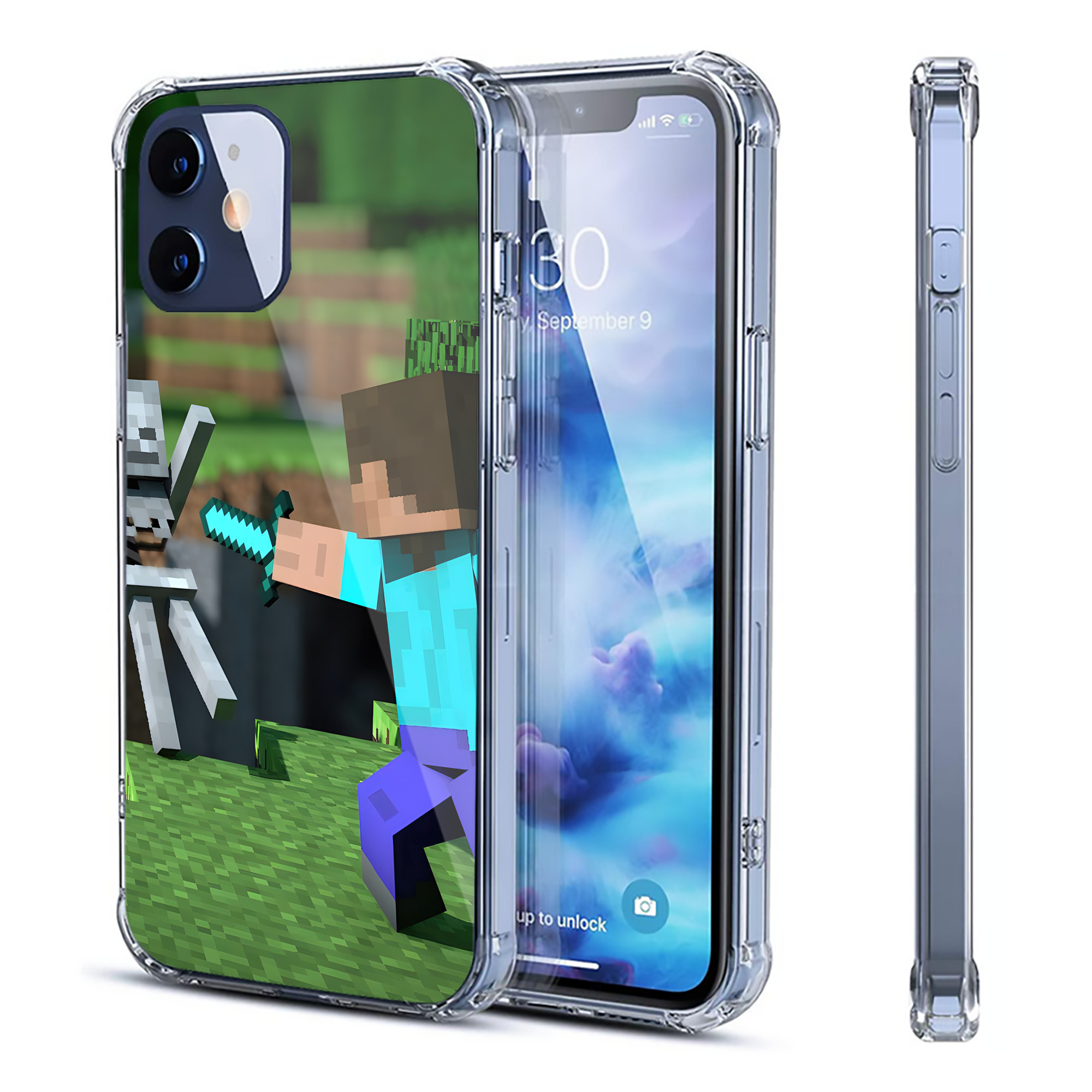 （画像用） マインクラフト ブロックの世界 Minecraft MC Block world 【iPhone 12シリーズ対応】透明スマホケース（クリアソフトケース）